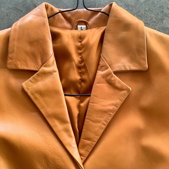 Vintage Eau De Cuir Unique Orange Leathe Jacket - Picture 3 of 12